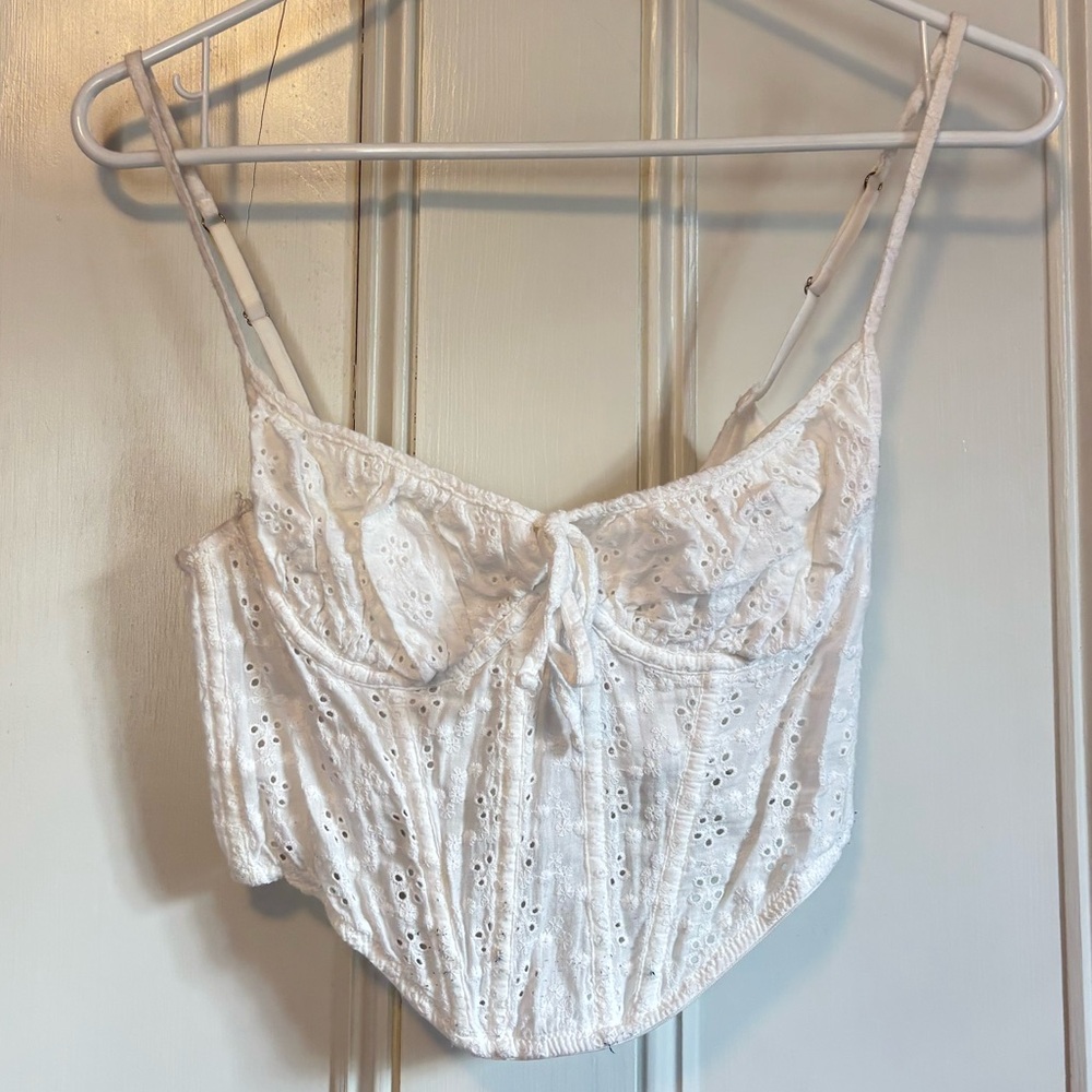 Urban Outfitters White Eyelet Cami with Tie Detail
